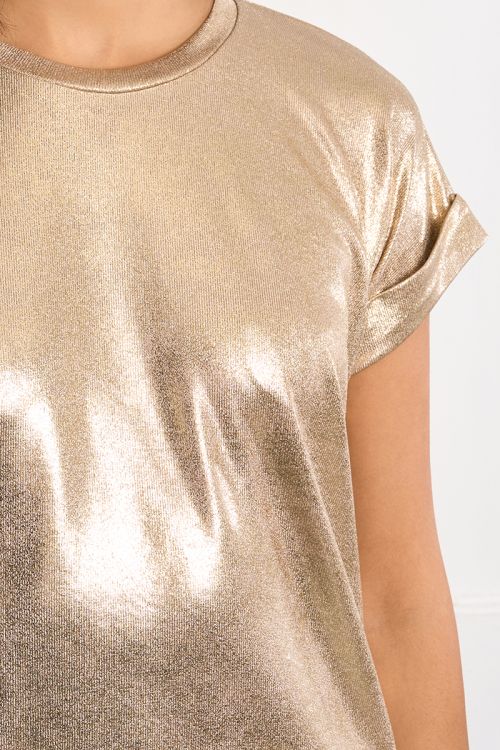 T-shirt doré, effet métallisé