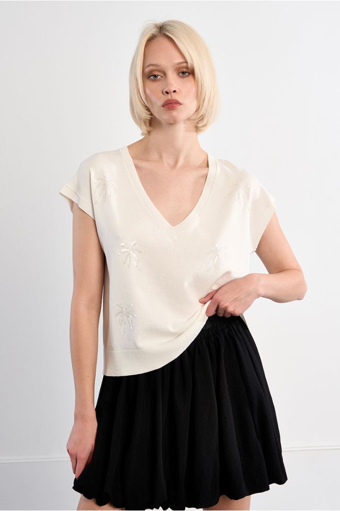 Jersey de mujer de manga corta, con estampado.