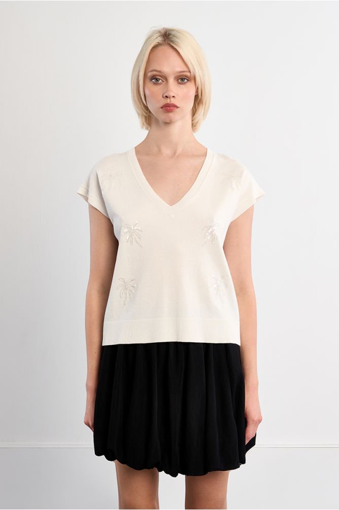 Jersey de mujer de manga corta, con estampado.