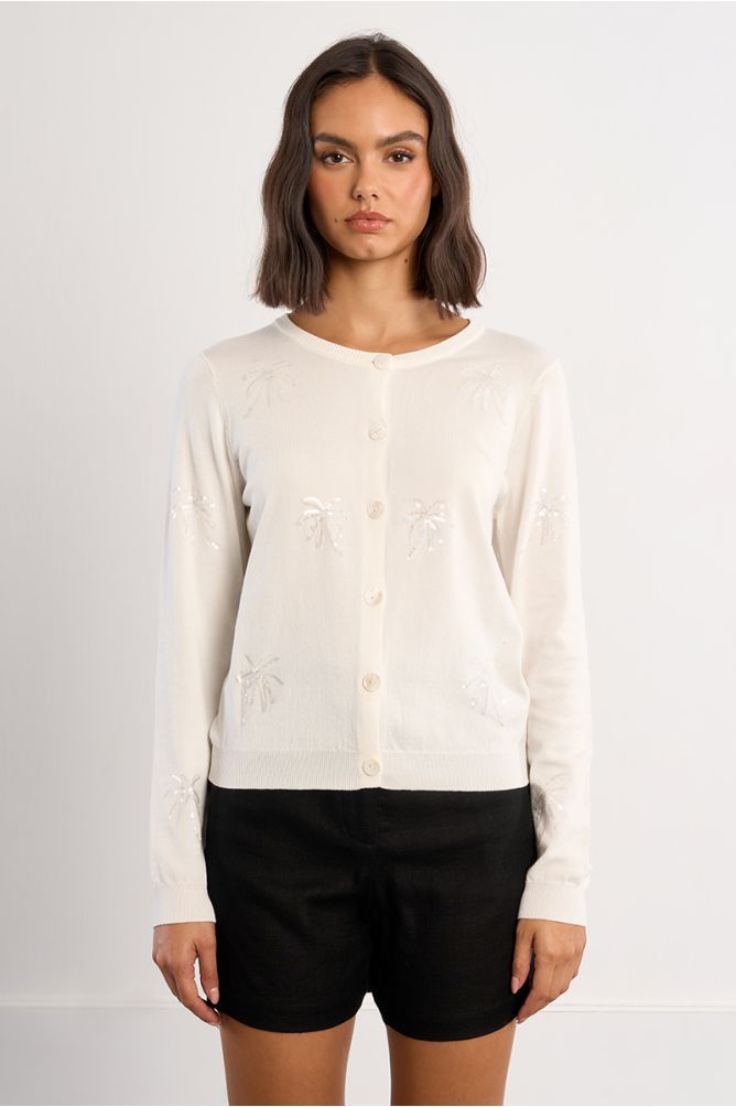 Cardigan with palm tree motifs