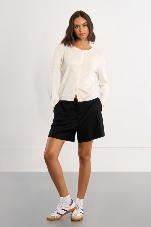 Cardigan with palm tree motifs