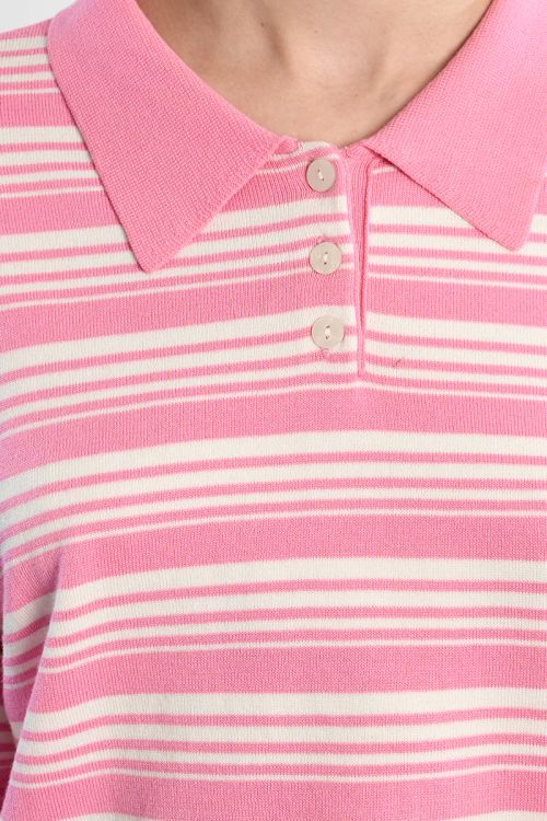 Casual striped knit polo shirt