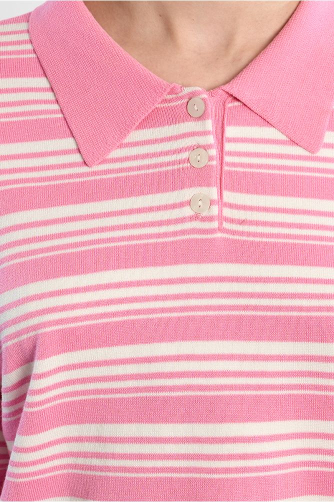 Casual striped knit polo shirt