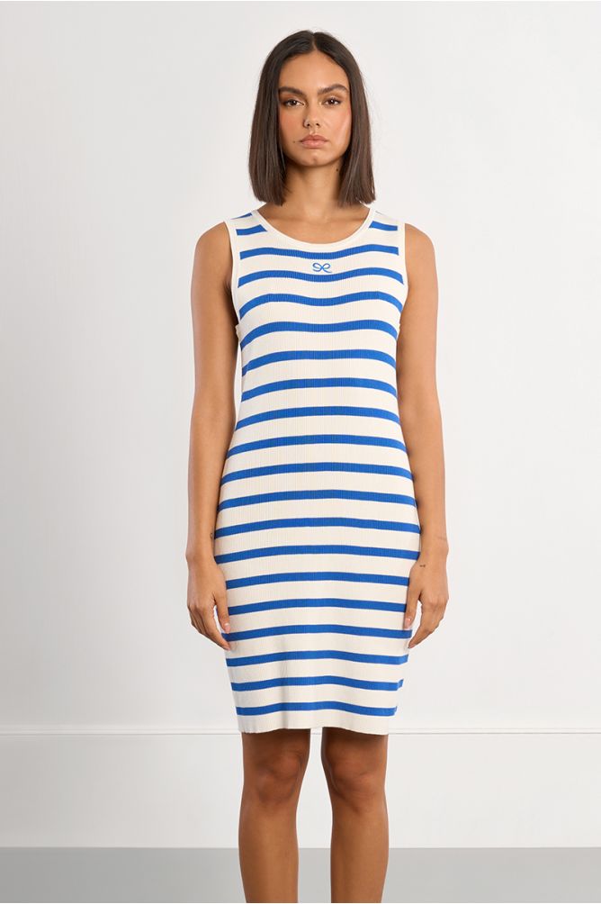 Striped ribbed mini dress