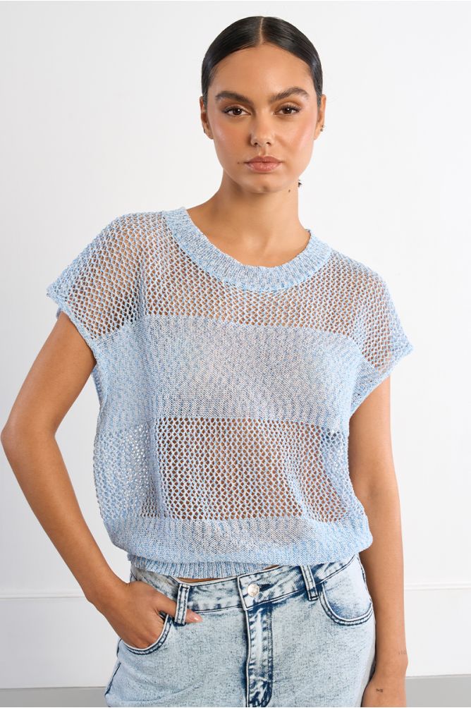 Sleeveless mesh top