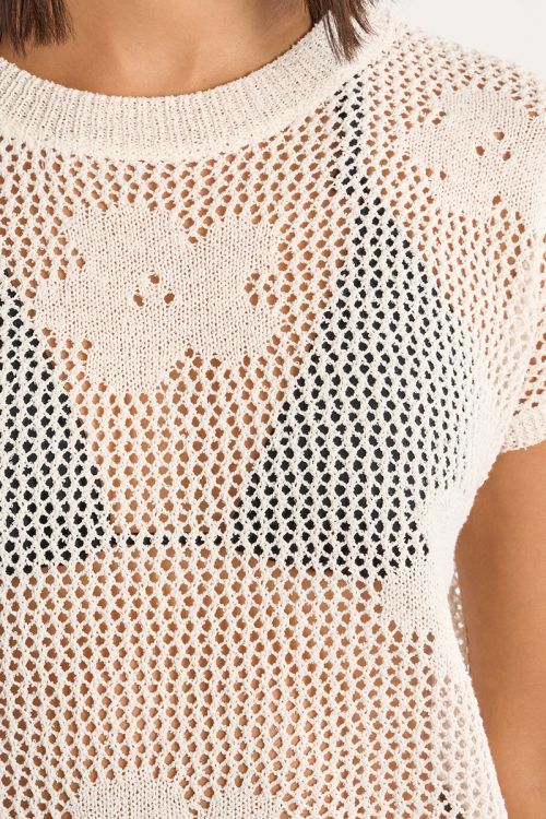Fine knit top with floral details
