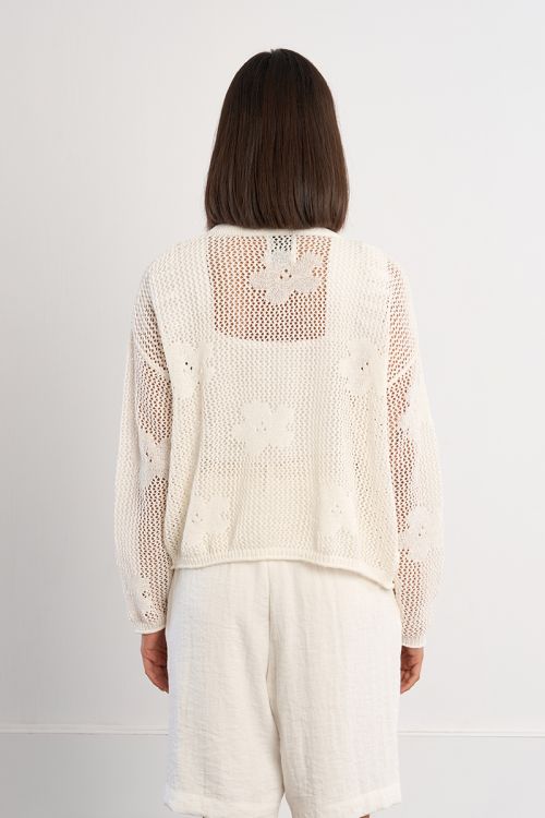 Cardigan en maille fine avec détails fleurs