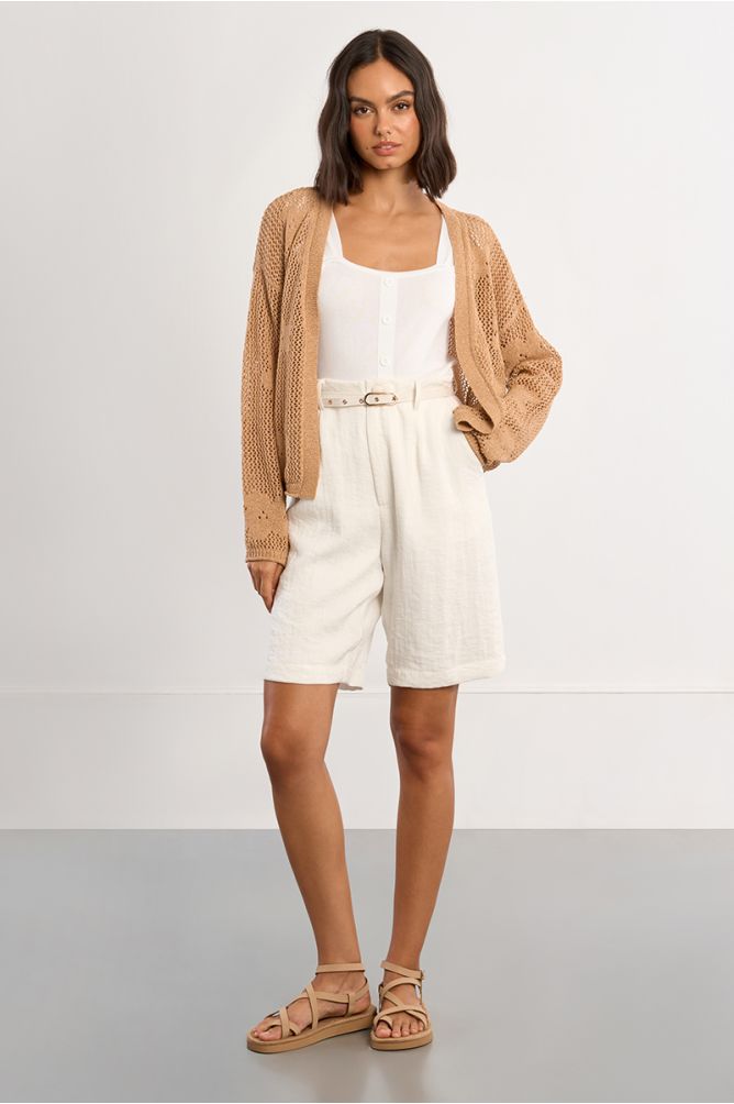 Fine knit cardigan with floral details