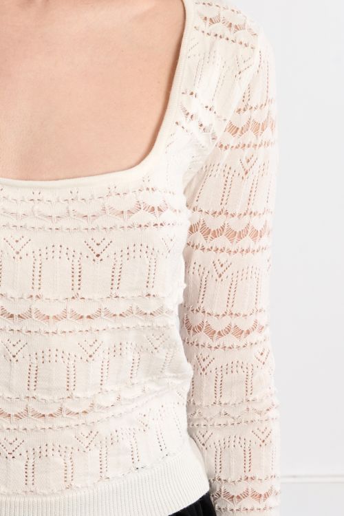 Square neck crochet knit