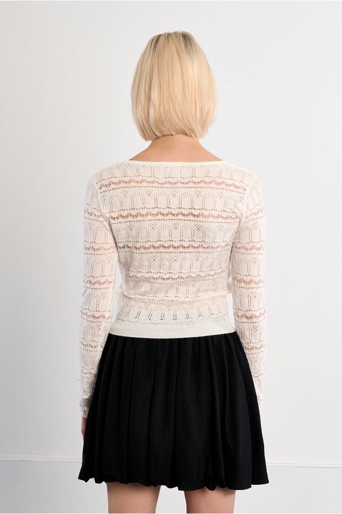 Square neck crochet knit