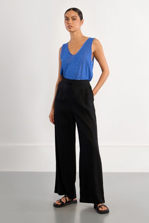 Pantalon large en lin