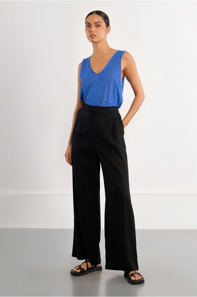 Pantalon large en lin