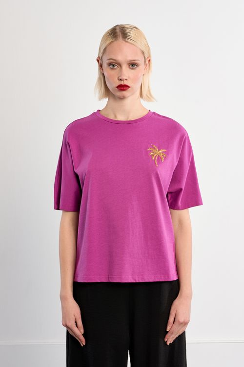 Camiseta de mujer de manga larga, con estampado.