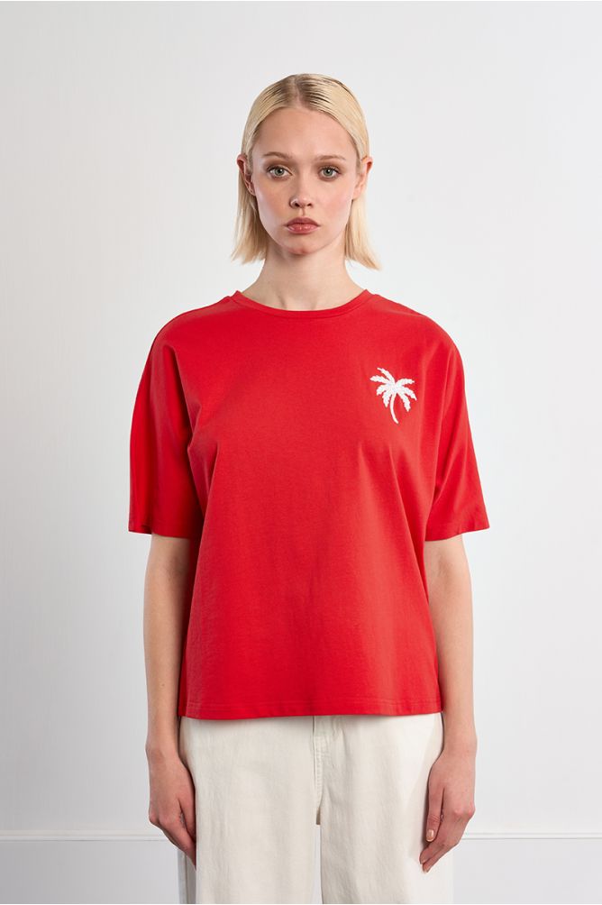 Camiseta de mujer de manga larga, con estampado.