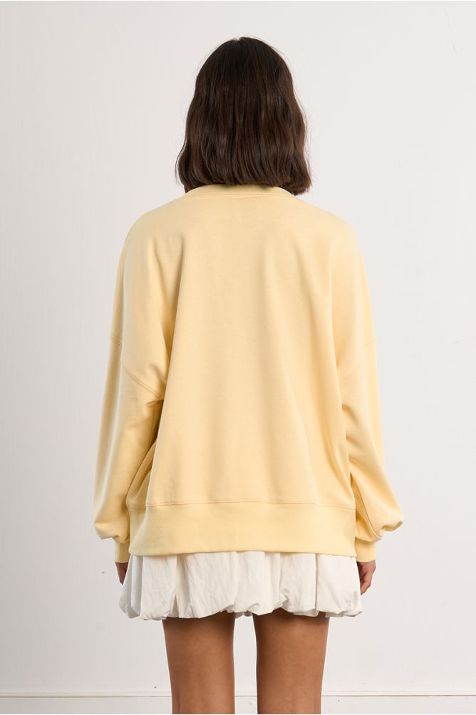 Oversized sweatshirt in yellow cotton