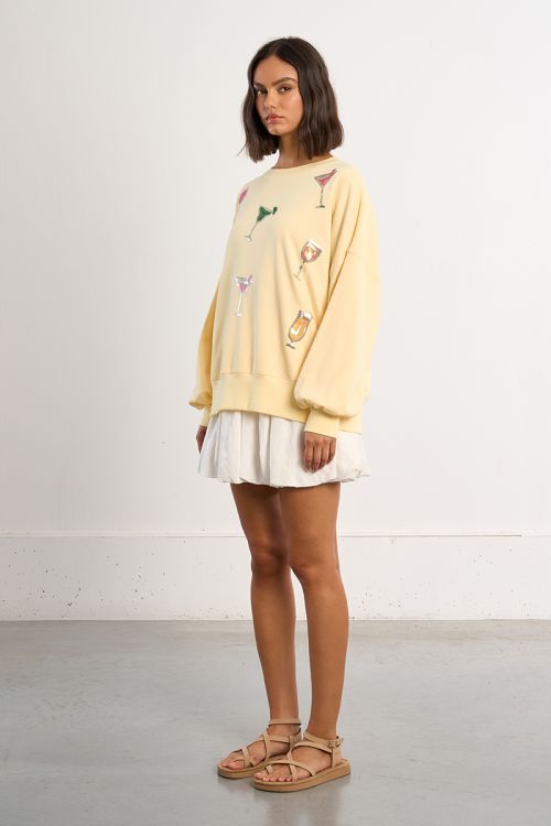 Oversized sweatshirt in yellow cotton