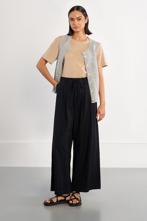 Pantalon large, taille haute
