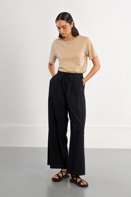 Pantalon large, taille haute