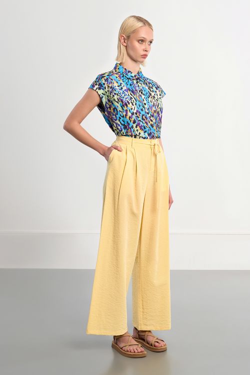 Pantalon large, taille haute