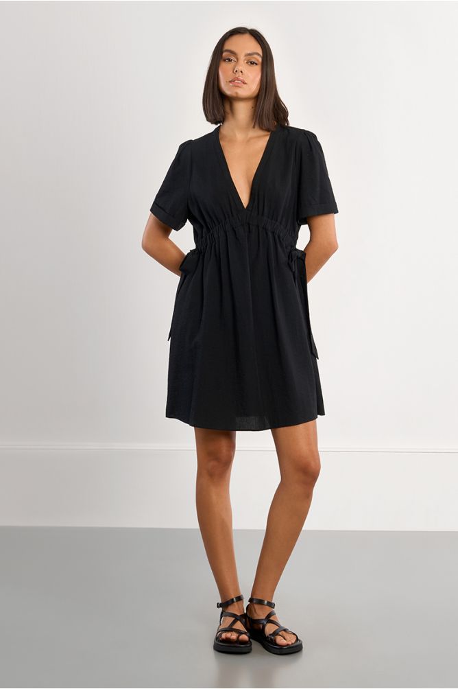 Mini dress with drawstrings