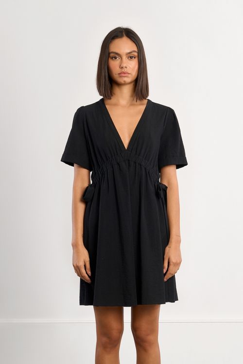 Mini dress with drawstrings