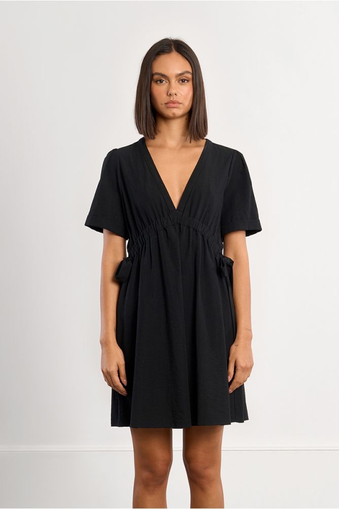 Mini dress with drawstrings
