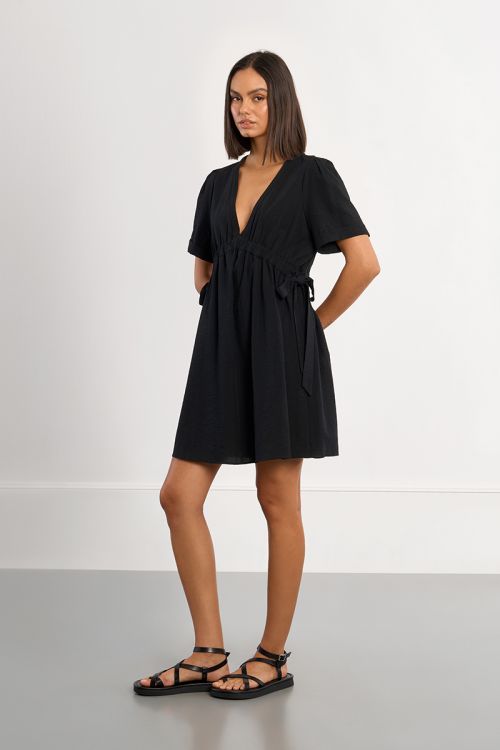 Mini dress with drawstrings