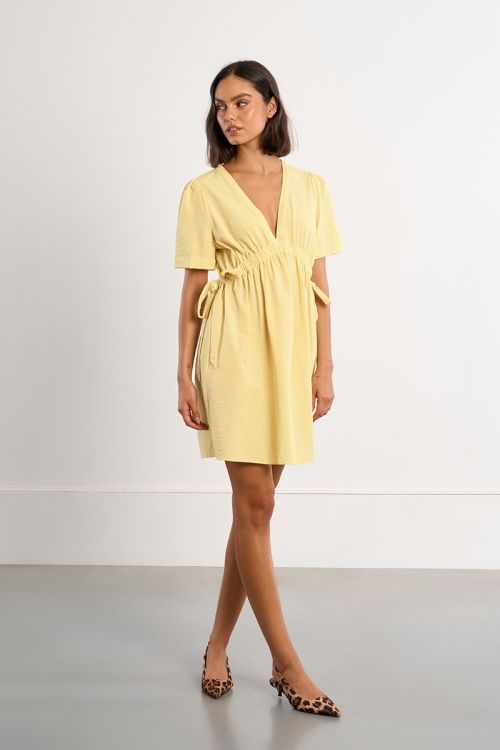 Mini dress with drawstrings