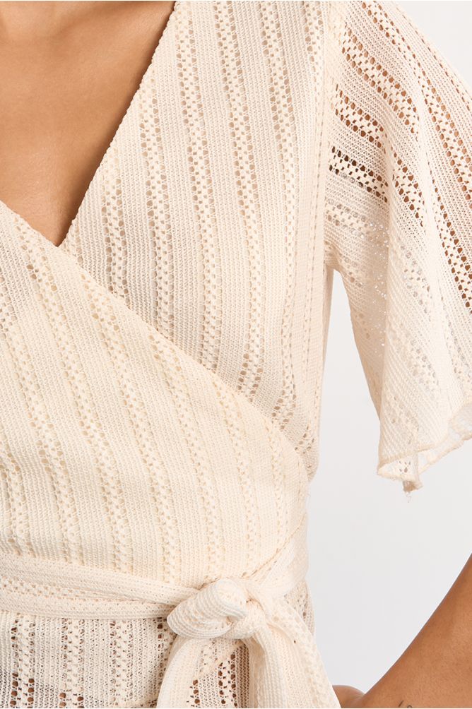Openwork wrap top