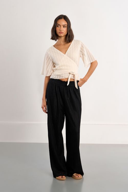 Openwork wrap top