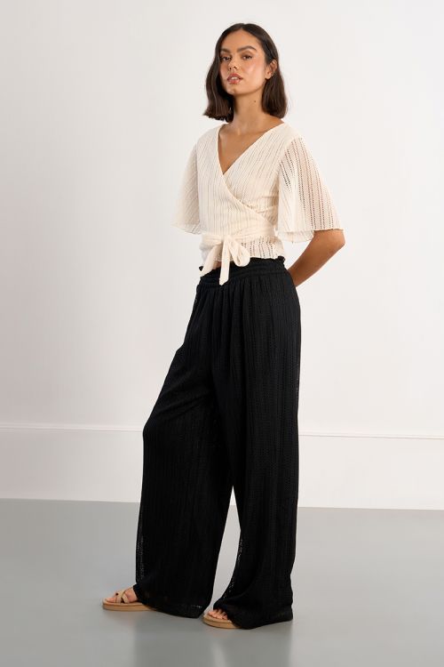 Pantalon large ajouré