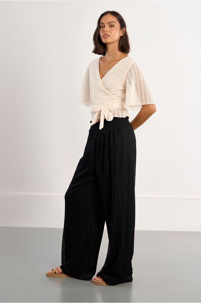 Wide pants with perforation
