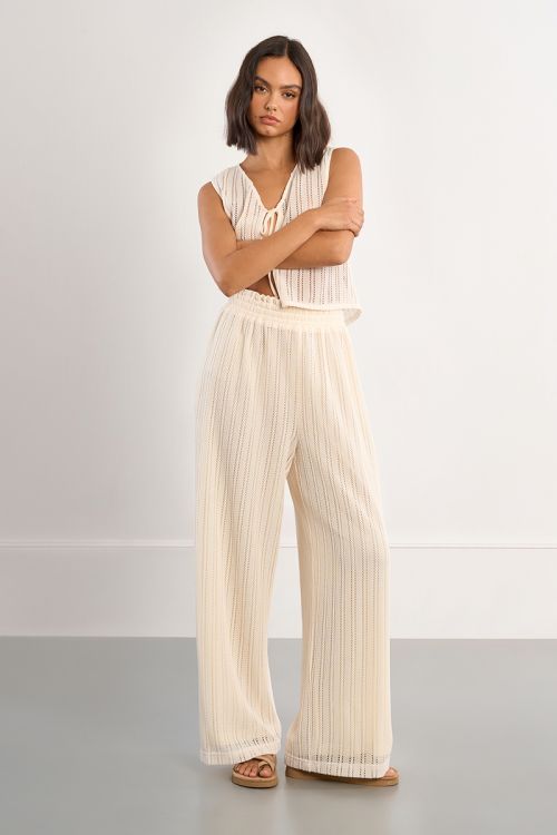 Pantalon large ajouré