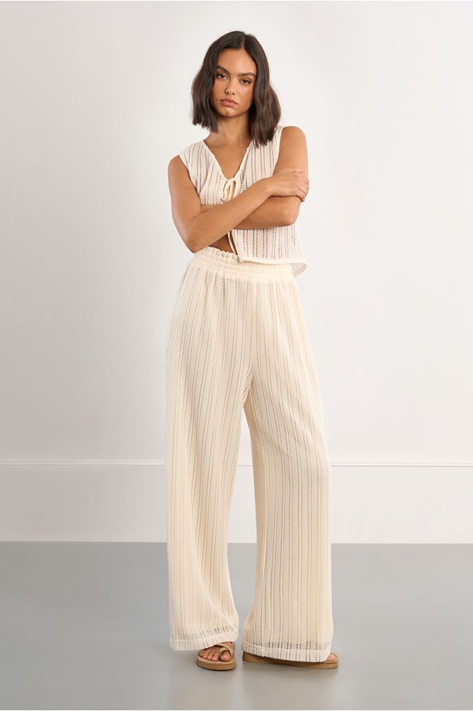 Wide pants with perforation