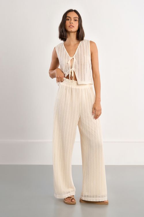 Pantalon large ajouré