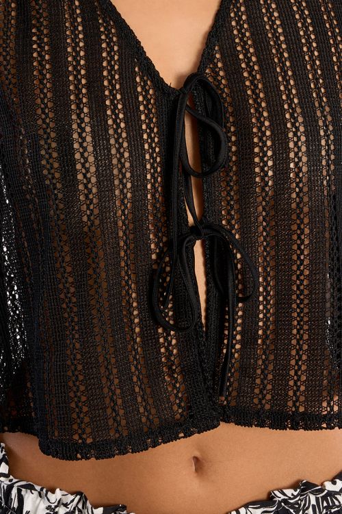 Cropped top in openwork knit