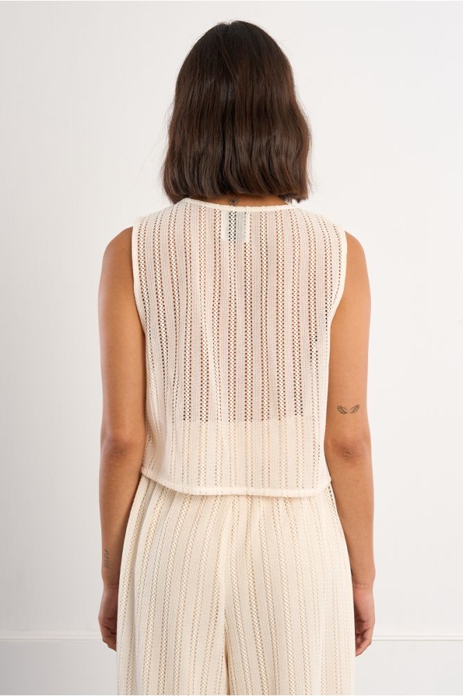 Cropped top in openwork knit
