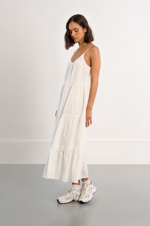 Cotton maxi dress, in broderie anglaise