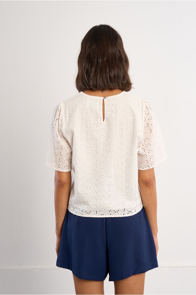Cotton top, in broderie anglaise