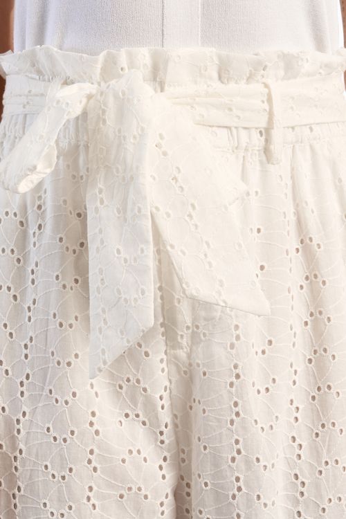 Cotton trousers, in broderie anglaise
