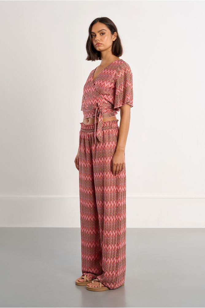 Pantalon large à imprimé graphique