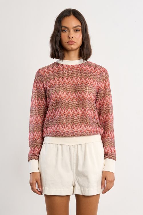 Jersey de mujer de manga larga, estampado multicolor.