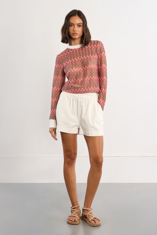 Jersey de mujer de manga larga, estampado multicolor.
