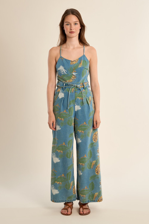 Combinaison en denim imprimée