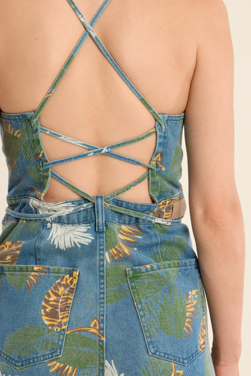 Combinaison en denim imprimée