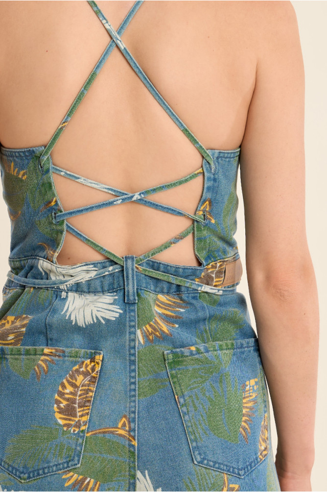 Combinaison en denim imprimée