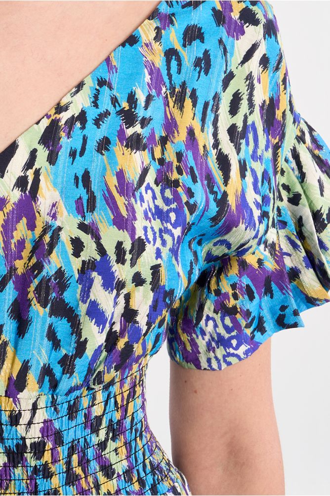 Maxi dress with ruffled mulitples