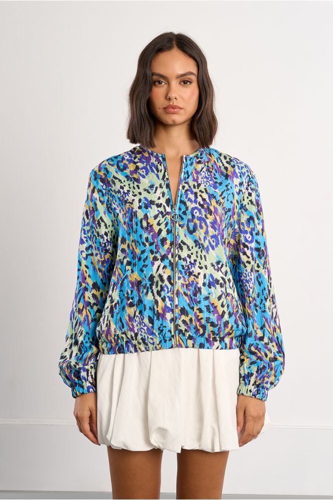 Casual bomber jacket with animal print