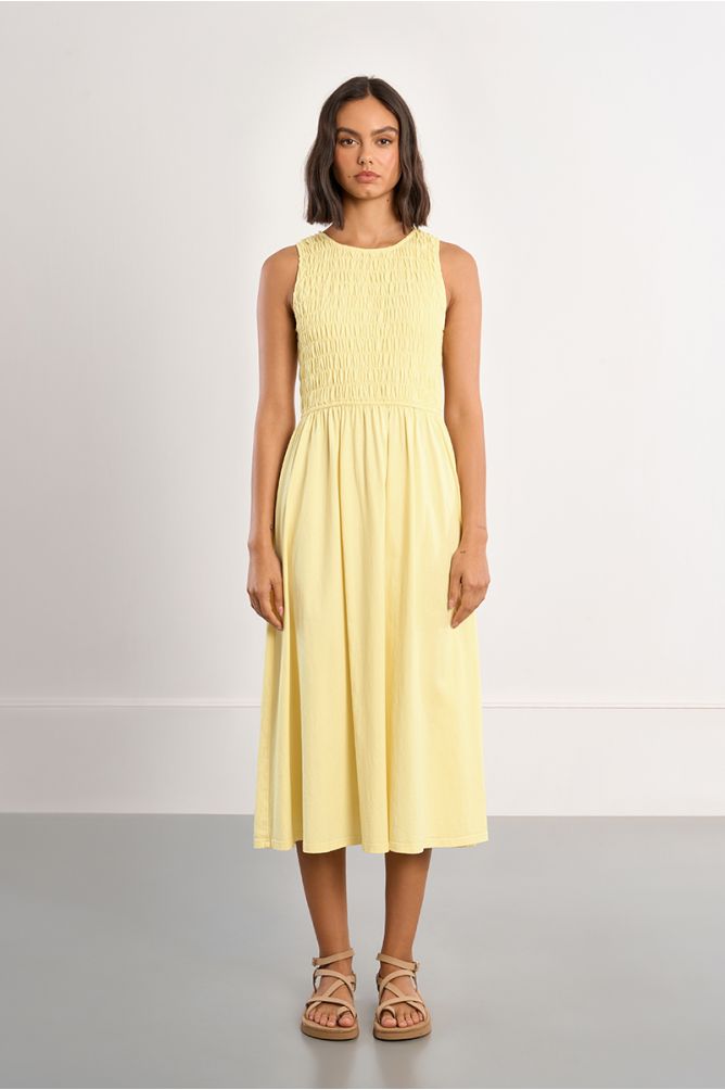 Robe smockée en coton