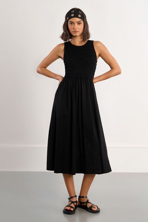 Robe smockée en coton